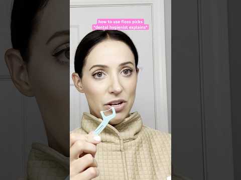 dental hygienist shows how to use floss picks correctly #shorts